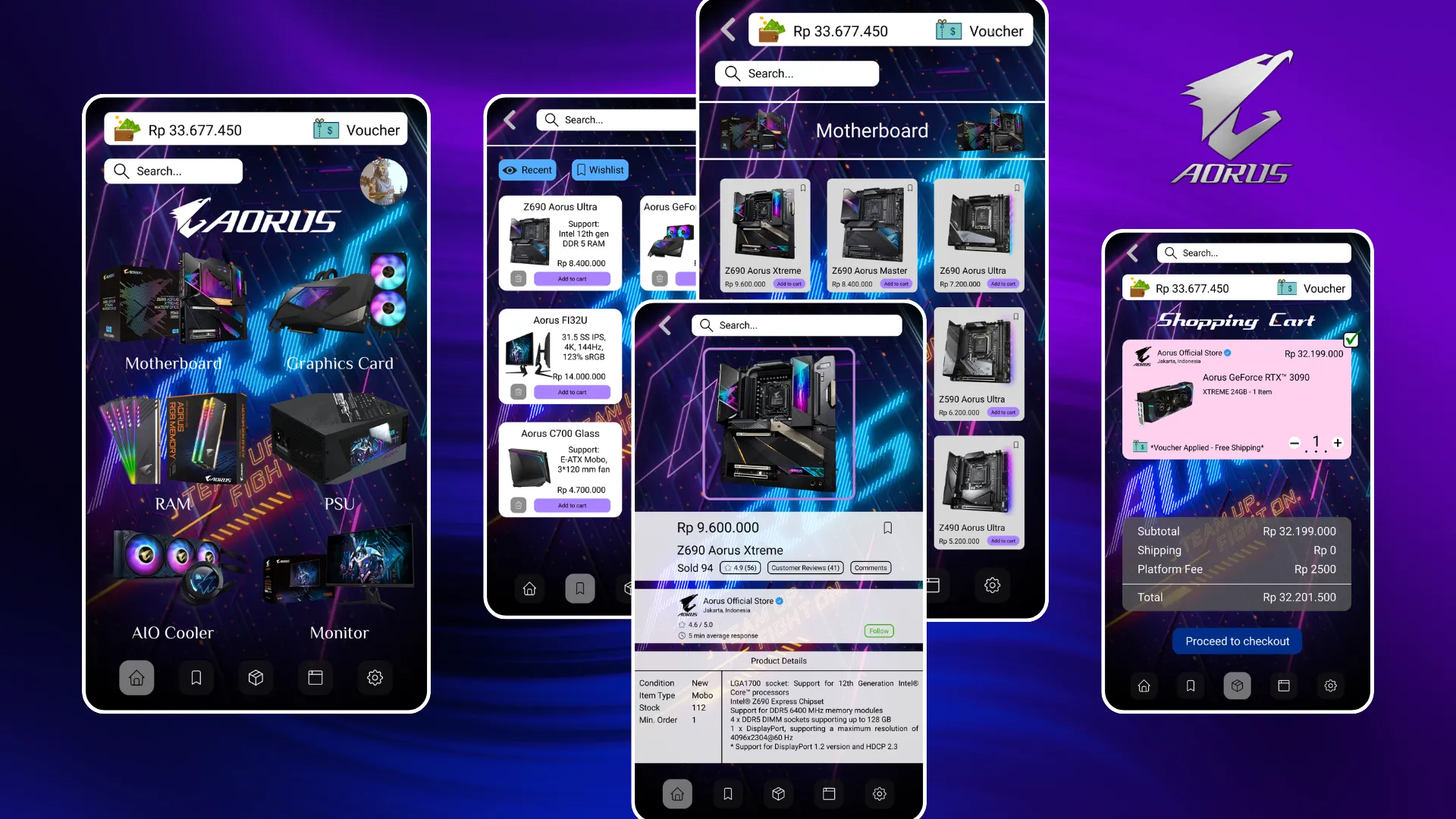 Aorus Gaming Shop Mobile App UIUX Design - Preview 1